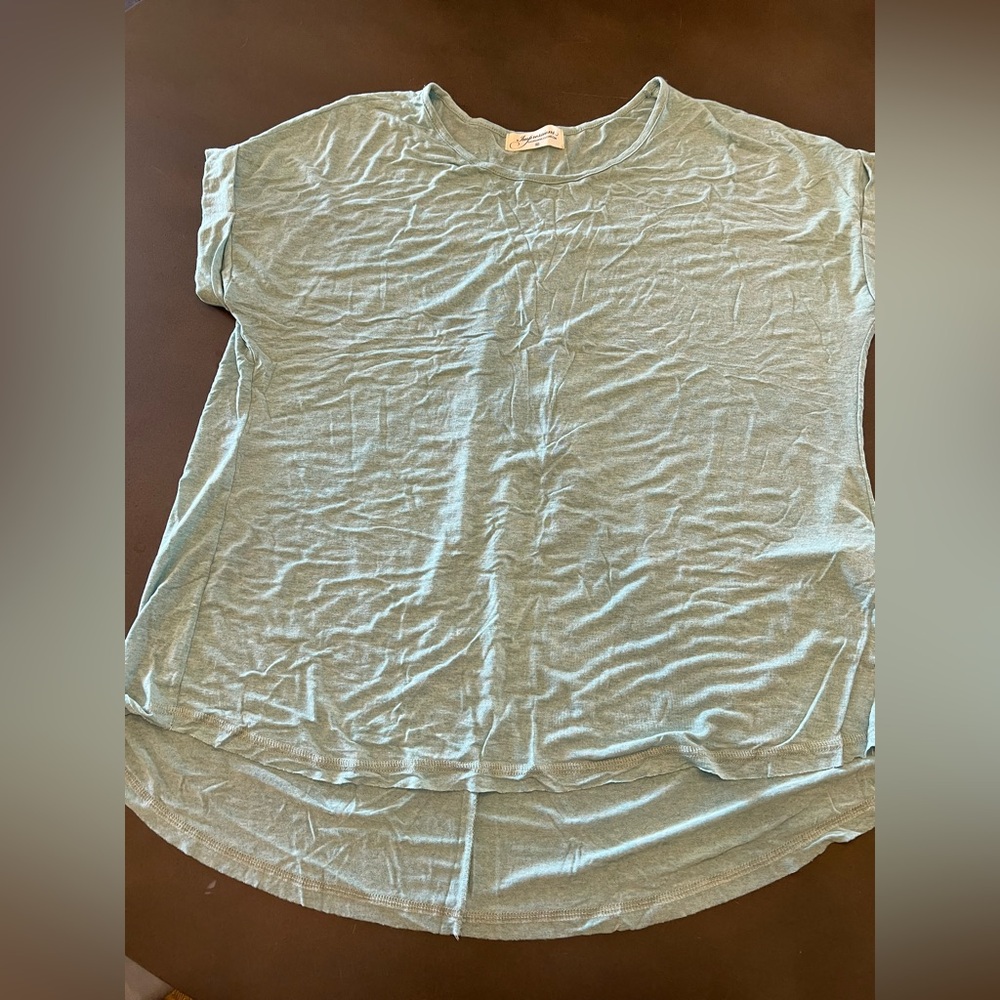 Women’sImpressions Light Mint Short Sleeve Stretchy Flowy Oversized Top, size M